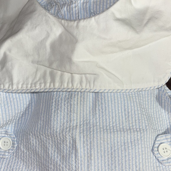 remember nguyen baby boy blue seersucker with white collar sleeveless Shortall - Picture 4 of 5